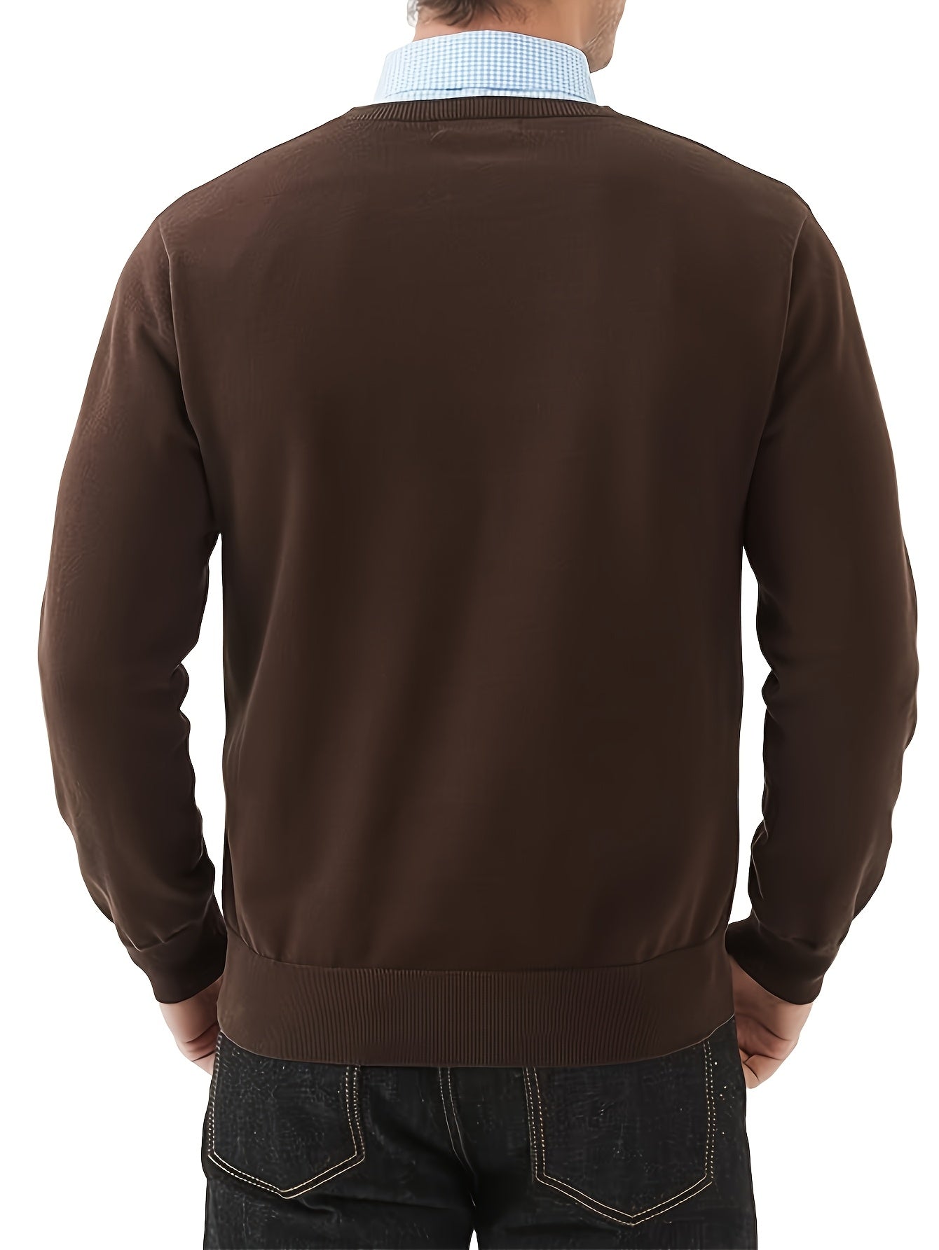 Heren V-hals gebreide trui - Zachte warme casual effen kleur lange mouwen pullover, wasmachinebestendig herfst winter lente truien geschikt voor outdoor & casual kleding, veelzijdig laagjesstuk