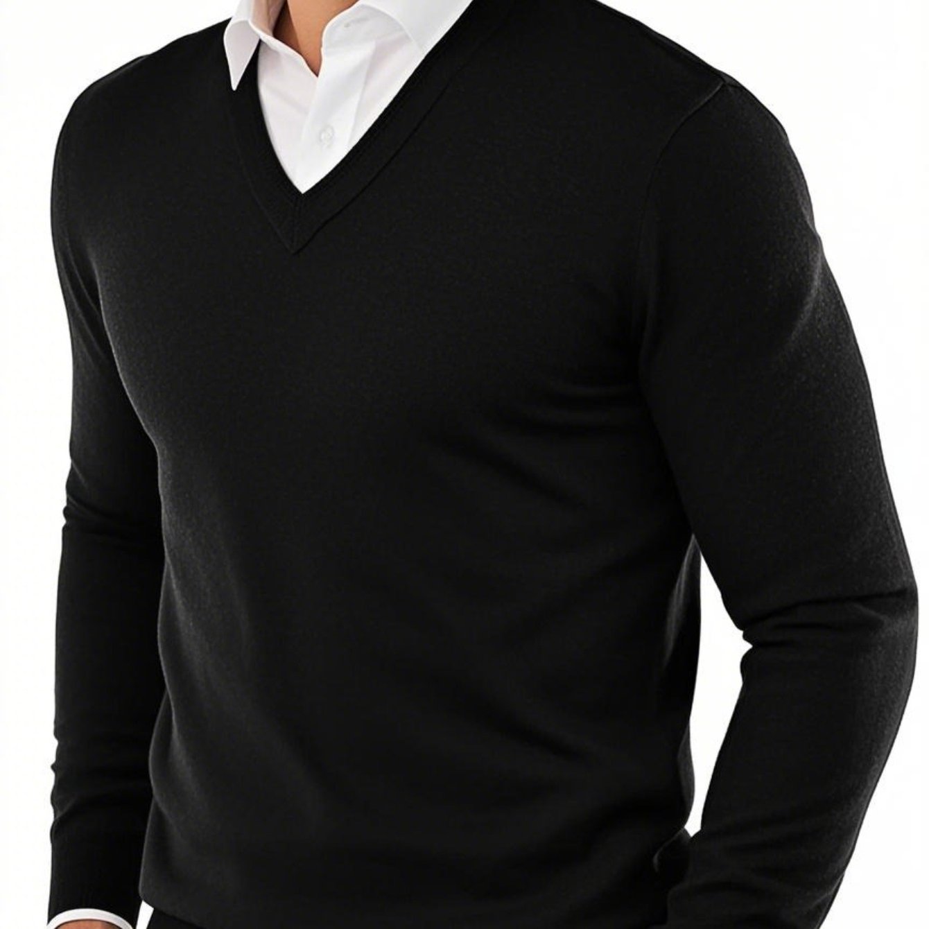 Heren V-hals gebreide trui - Zachte warme casual effen kleur lange mouwen pullover, wasmachinebestendig herfst winter lente truien geschikt voor outdoor & casual kleding, veelzijdig laagjesstuk