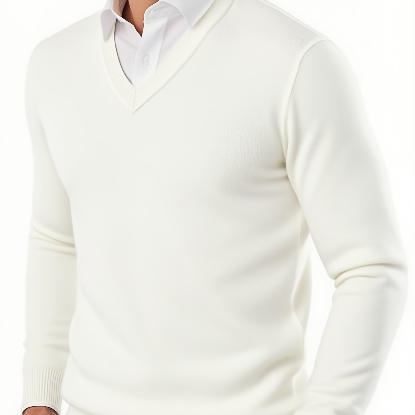 Heren V-hals gebreide trui - Zachte warme casual effen kleur lange mouwen pullover, wasmachinebestendig herfst winter lente truien geschikt voor outdoor & casual kleding, veelzijdig laagjesstuk